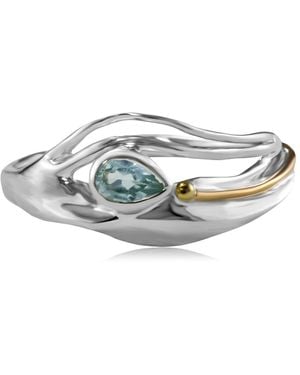 Isla Silver Flowing Teardrop Topaz Ring - White
