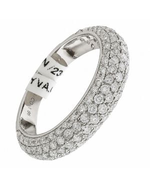 Artisan 18K Multi-Row Diamond Pave Band Ring - Metallic