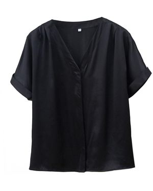 Soft Strokes Silk Pure Mulberry Silk Top Regular Fit - Black