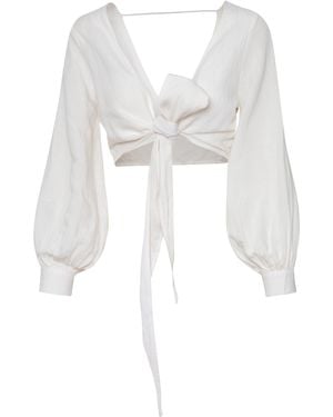 Carolina Benoit Adela Linen Wrap Top - White