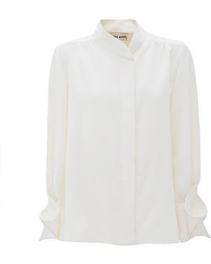 Julia Allert Neutrals Chic Blouse With Decorative Cuffs Ecru - White