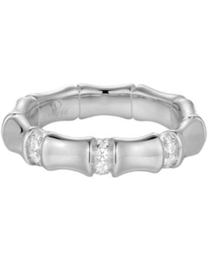 Vanhi Bamboo Chunky Crystal Ring - White