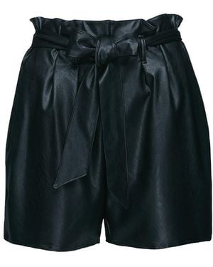 Commando Faux Leather Paperbag Short, Slg453 - Black