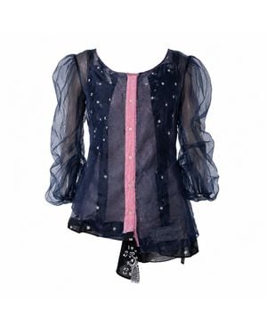 Miro Misljen Sheer Star Organza Blouse - Blue