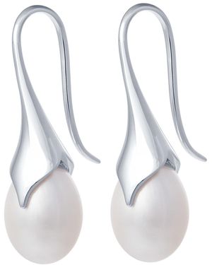 Lucy Quartermaine Solid Sterling Pearl Drop Earrings - White