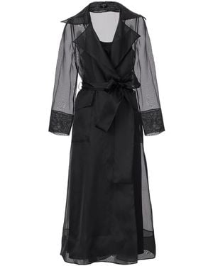 Lita Couture See Through Organza Trench Dress - Black