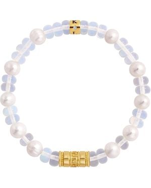 Karma and Luck Endless Harmony Pearl Opal Greek Key Bracelet - Metallic