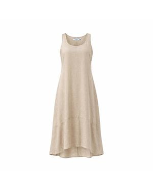 Haris Cotton Neutrals Tank Curve Linen Dress With Asymmetrical Hem And Side Pockets Beach Sand - Natural