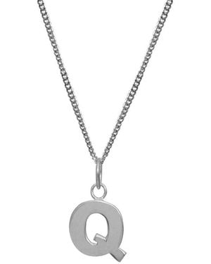 Edge Only Letter Pendant Q Initial Necklace Sterling - Metallic