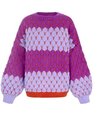 Cara & The Sky Marissa Bubble Stitch Stripe Jumper - Purple