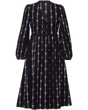 Rose & Nancy Beatrix Cord Embroidered Midi Dress - Black