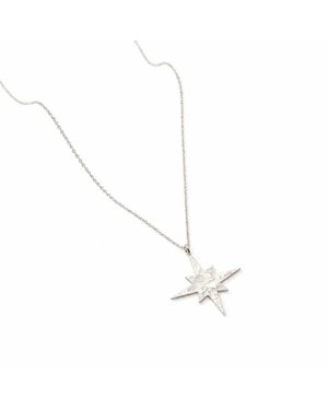 Silver Moon Star Sterling Necklace - White