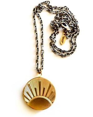 Persia Dona Jewelry Vintage Sunrise Locket Necklace - Metallic