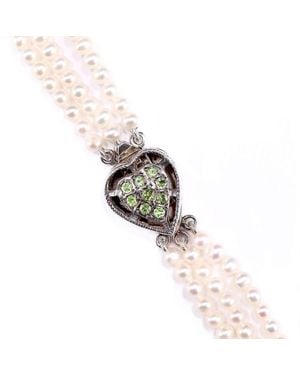 Mineralgems•Studio Three-Strand Pearl Choker With Heart-Shaped Clasp - Metallic