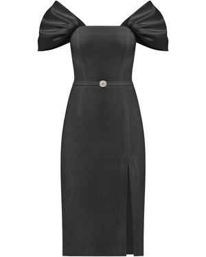 Tia Dorraine Mirage Crystal Ornament Midi Dress – - Black