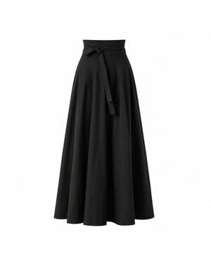 Nikka Place Gothic Maxi Cotton Skirt With Bow Tie - Black