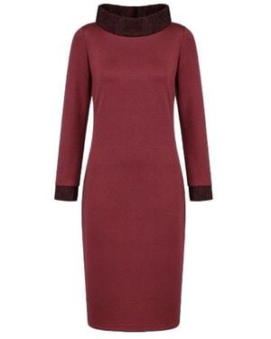 Conquista Fitted Lace Detail Punto Di Roma Dress - Red