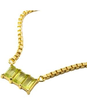 NASI SILVER Kadima Baguette Necklace- Peridot - Yellow