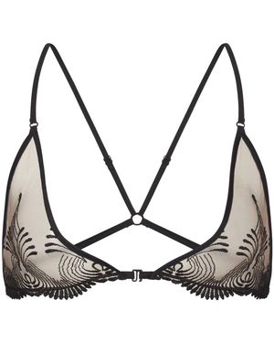 Lunatic Femme Neutrals Love Triangle Embroidered Bra - Natural