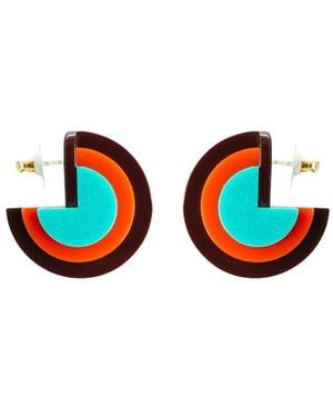 Gissa Bicalho Handmade Acrylic Earring Discs Layers - Red