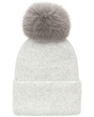 Hortons England Fluffy Mohair Pom Pom Hat - Grey