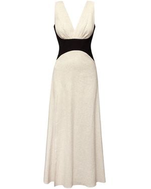 ALINA CERNĂTESCU Neutrals Marrakesh Midi Linen Cocktail Garden Party Dress - Natural