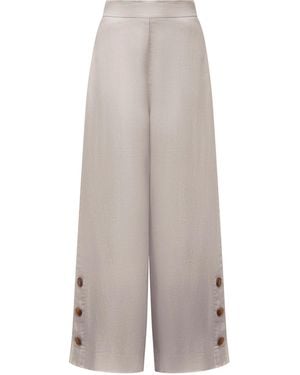James Lakeland Neutrals Taupe Linen Button Pants - Gray