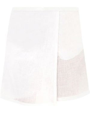 Haris Cotton Solid Linen Skort - White
