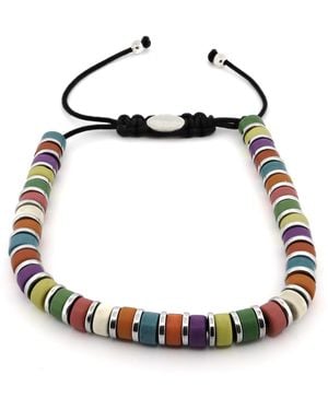 Ebru Jewelry Colourful Gemstone Beaded Adjustable Summer Bracelet - Metallic