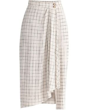 Paisie Neutrals Draped Wrap Midi Skirt - Natural