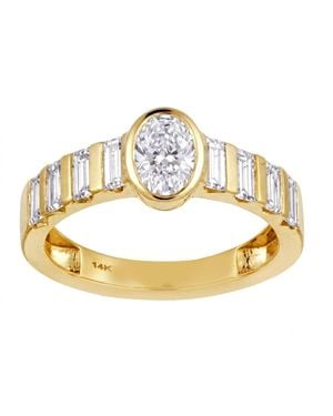 Artisan 14K Oval & Baguette Diamond Ring - Metallic