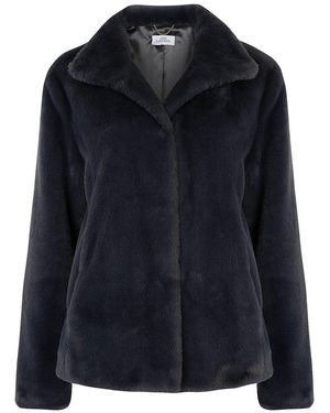 ISSY LONDON Ava Lighterweight Faux Fur Jacket Slate - Blue