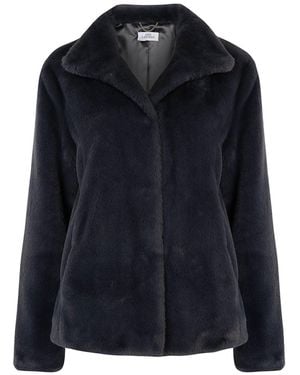 ISSY LONDON Ava Lighterweight Faux Fur Jacket Slate - Blue
