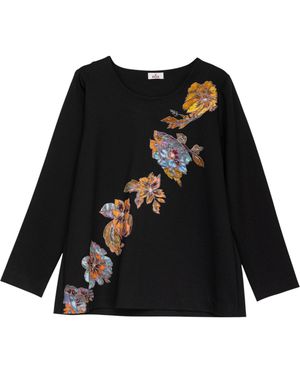 Niza Long Sleeved Shirt With Floral Print - Black