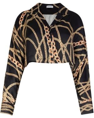 Circular Path Crop Dolman Shirt - Black