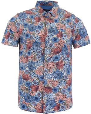 lords of harlech Todd Garden Party Knit Shirt - Blue
