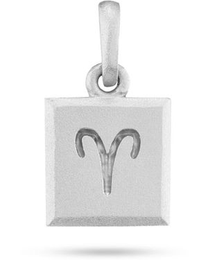 7879 Platinum Aries Zodiac Pendant - White
