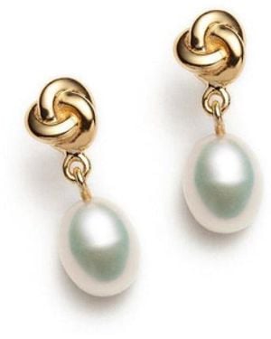 With Love Darling Knot Pearl Earring - Metallic
