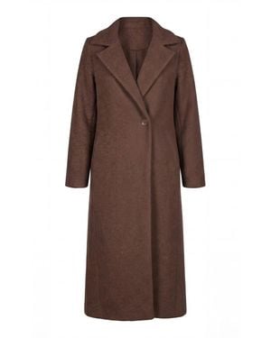 BLUZAT Maxi Wool Blend Coat - Brown