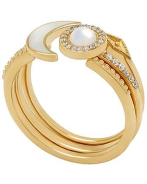 Karma and Luck Lunar Brilliance Moonstone Moon Ring - Metallic