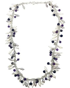 Tg-Jewellery by Tamara Gervasio Grappolo Fresh Water Pearls, Amethyst And Iolite Necklace One Of A Kind - Metallic
