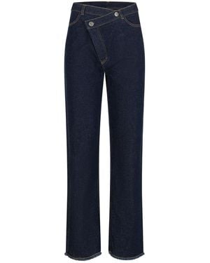 Clothes by Locker Room Asymmetric Closure Wide-Leg Jeans - Blue