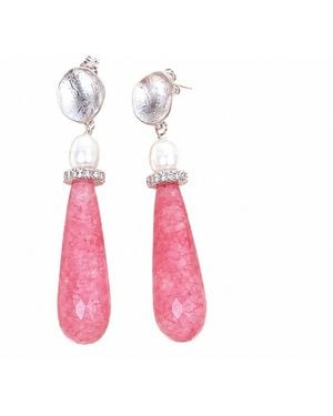 Way to Chic Teardrop Agate With Freshwater Pearls - Red