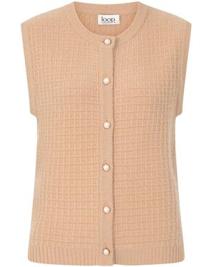 Loop Cashmere Neutrals Textured Waistcoat - Natural