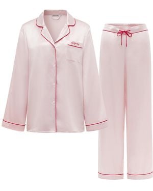 NOT JUST PAJAMA Little Heart Classic Silk Pyjama Long Set - Pink