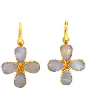 GEM BAZAAR Moonstone Cross Earrings - Metallic