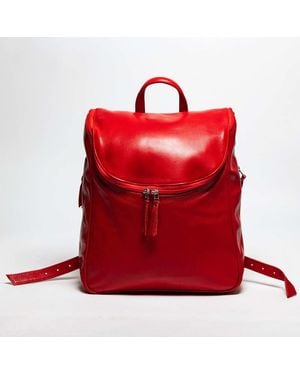 Hides Leather Co. Vintage Handmade Leather Backpack - Red