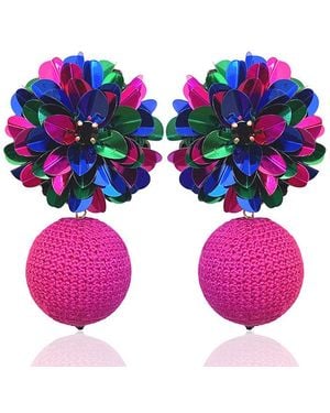 PINAR OZEVLAT Blossom Bon Bon Fuchsia Earrings - Purple