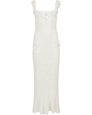 Andreeva Vanilla Knit Dress With Handmade Embroidery - White