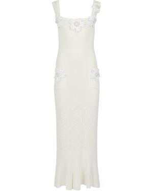 Andreeva Vanilla Knit Dress With Handmade Embroidery - White